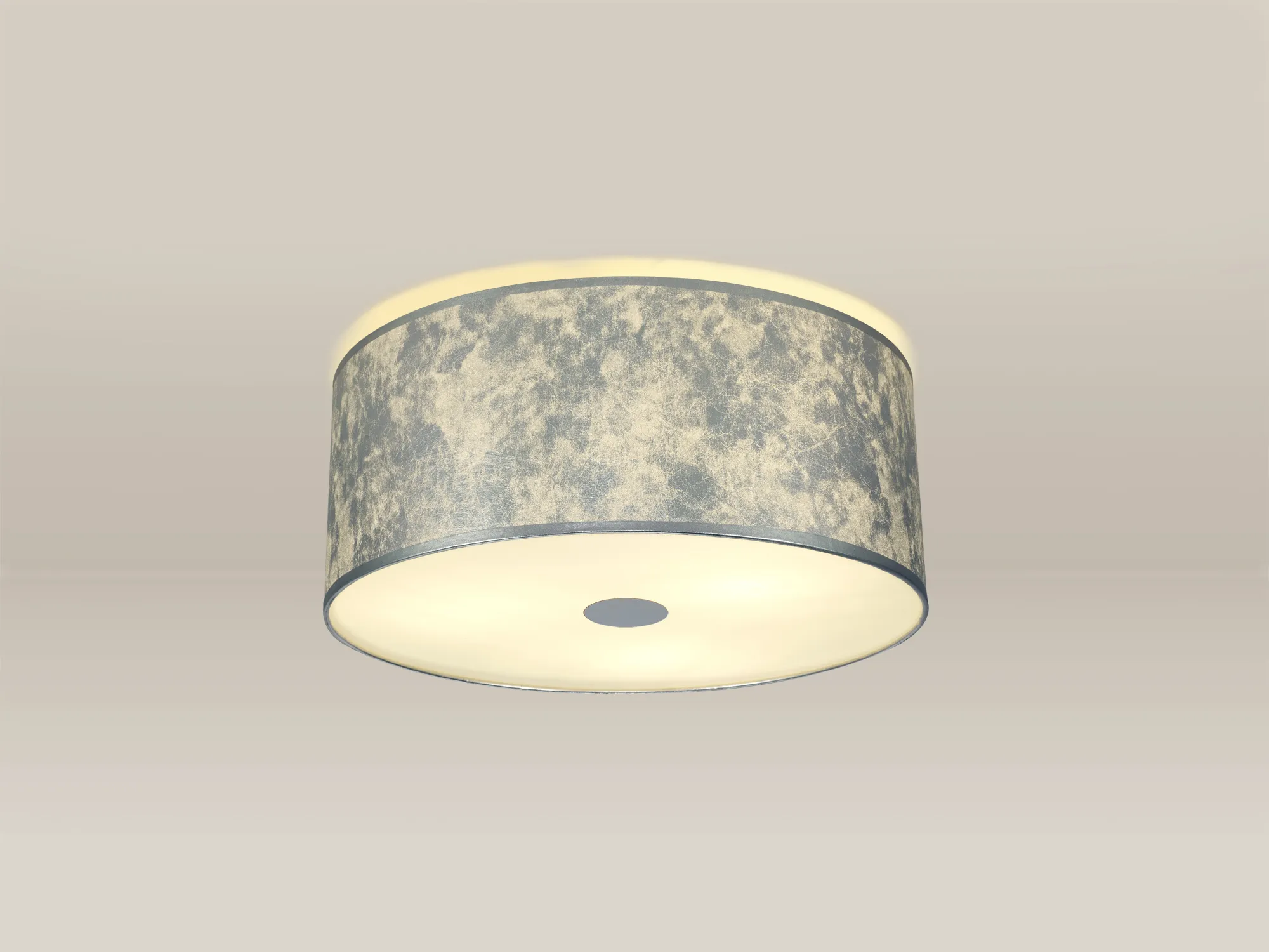 Baymont 50cm, Drop Flush 3 Light Polished Chrome, Silver Leaf, Frosted Diffuser DK0801  Deco Baymont CH SL